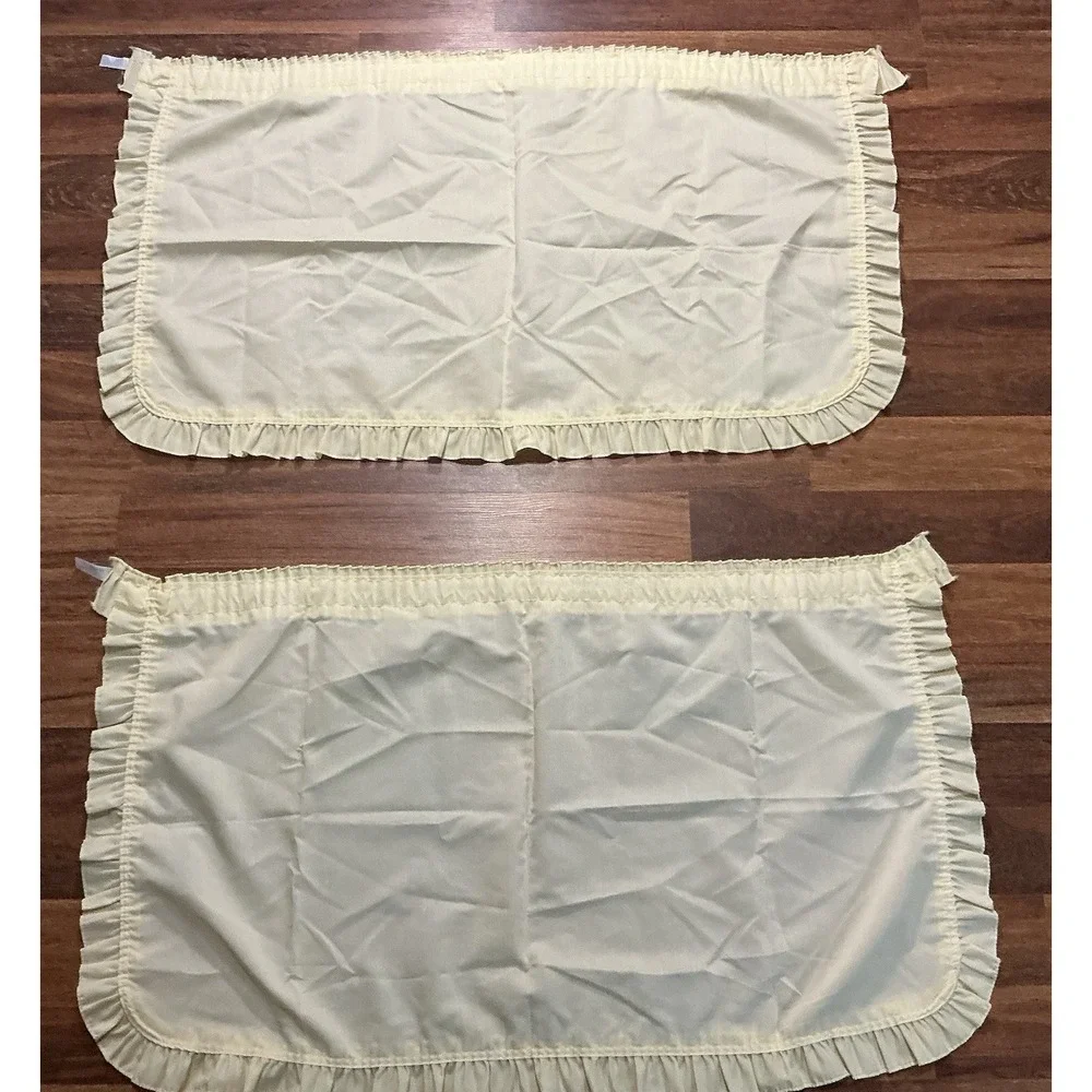 Pair Of SEARS Country Farmhouse Light Yellow Ruffled Cafe Curtain Panels 41 X 23